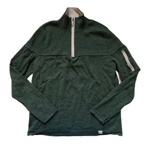 Abode Outside Campfire 100% Merino Wool Quarter Zip Forest Green L